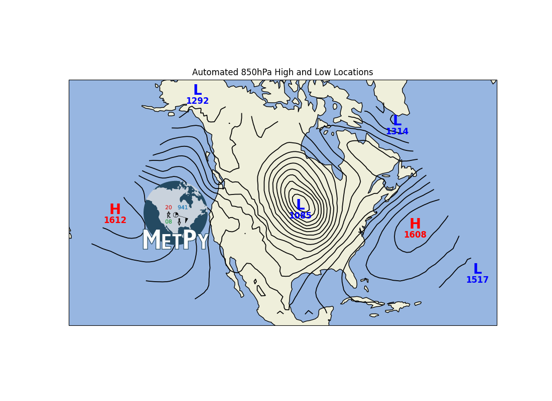 Automated 850hPa High and Low Locations