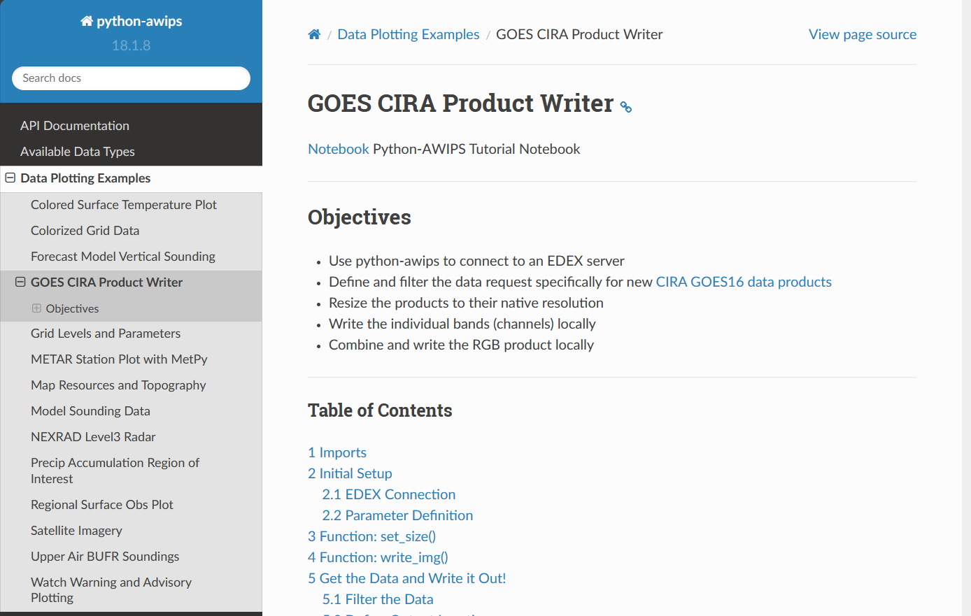 GOES CIRA Notebook Webpage Example